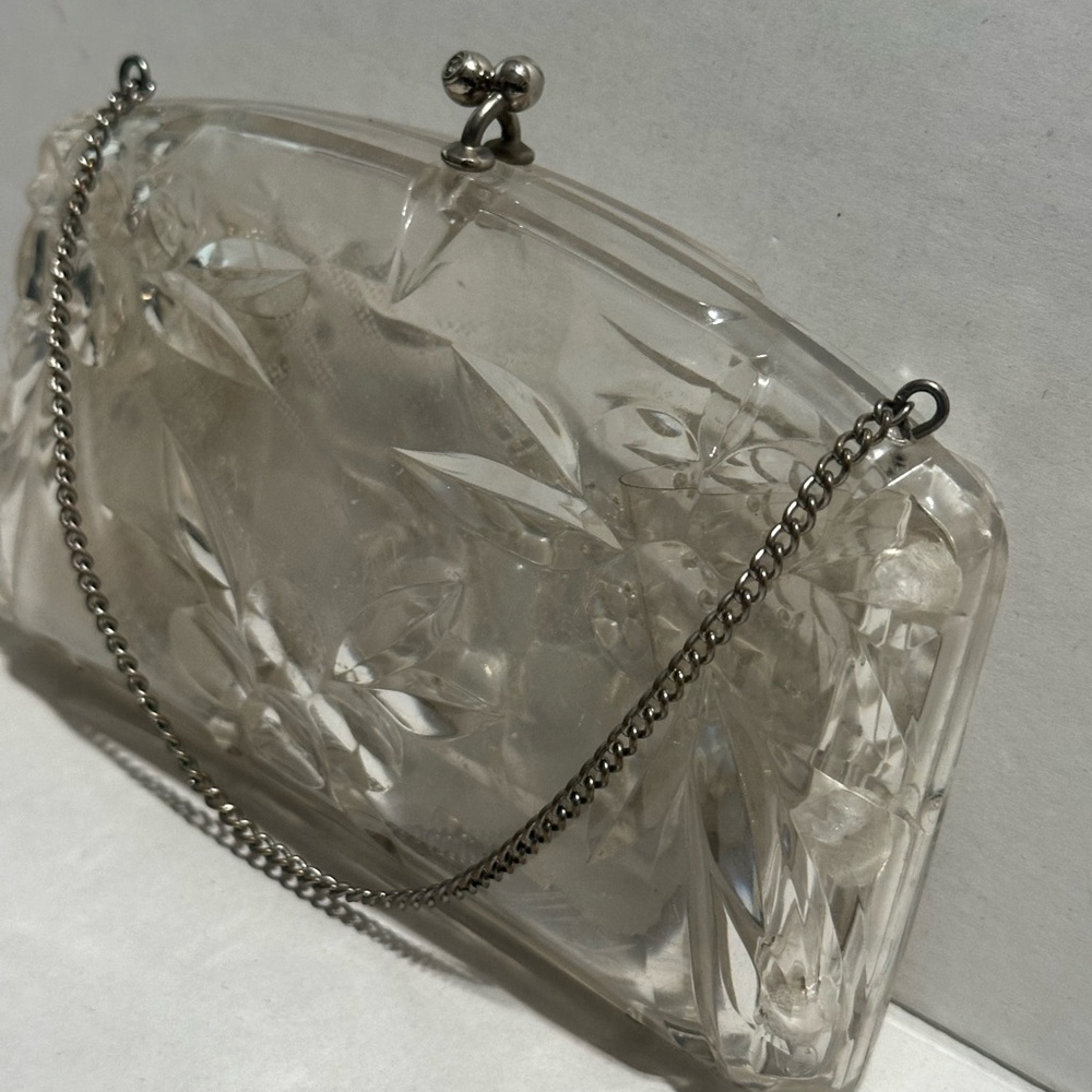 Elegant Clear Acrylic Clutch With Chain View 2